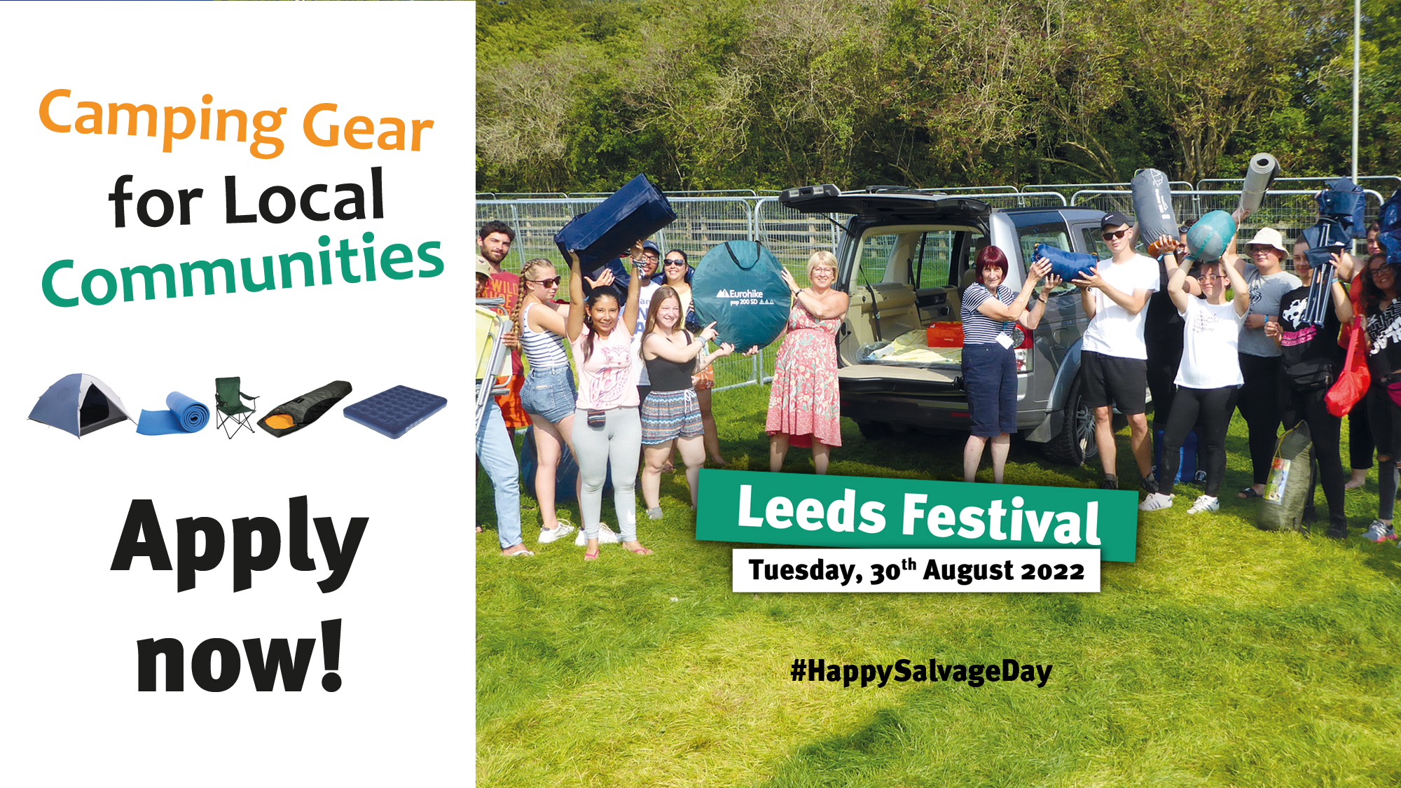 Get camping equipment for your organisation Salvage at Leeds Festival
